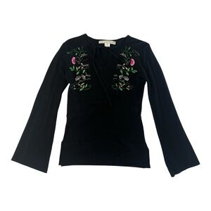 Bette Paige Embroidered Black Women's Top Size S